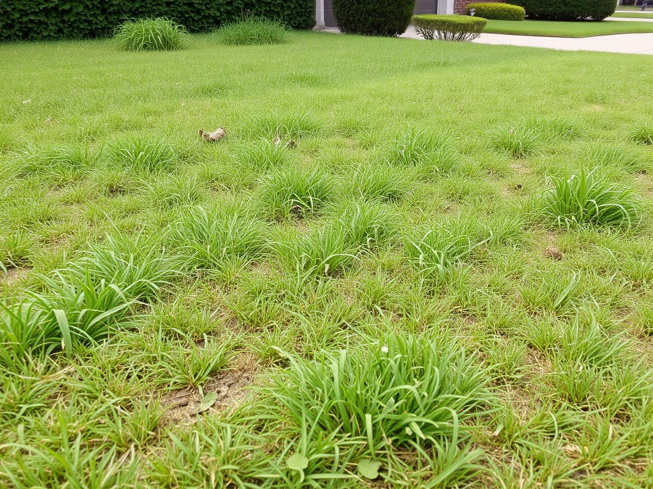 Overgrown patchy lawn needing professional care